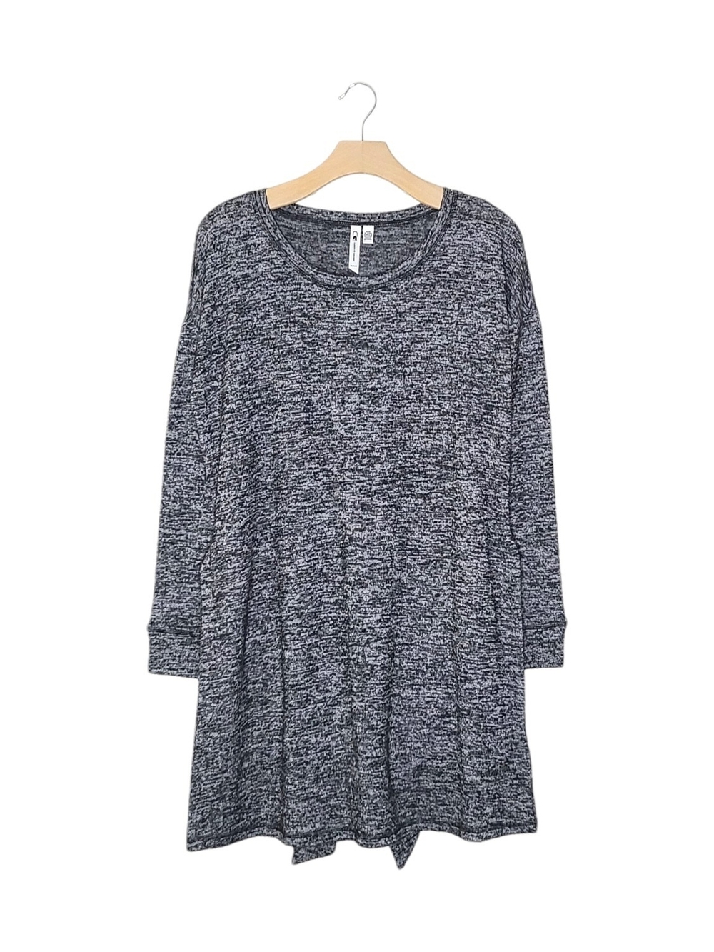 Cable & Gauge Gray Long Sleeve Knit Sweater Dress with Waist Tie